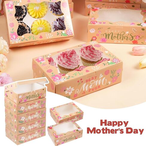 24Pcs Happy Mother's Day Cookie Boxes with Window, Mothers Day Cookie Gift Cardboard Paper Treat Boxes Cookie Goody Container for Mothers Day Best Mom Birthday Party Supplies in Kuwait