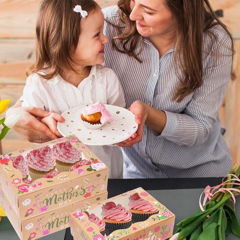 24Pcs Happy Mother's Day Cookie Boxes with Window, Mothers Day Cookie Gift Cardboard Paper Treat Boxes Cookie Goody Container for Mothers Day Best Mom Birthday Party Supplies in Kuwait