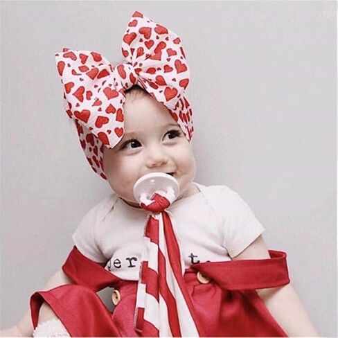 Baby Girls Valentines Headband Heart-Shaped Rose Bow Turban Headwear Hair Band.(QRJ2) (Type) in Kuwait