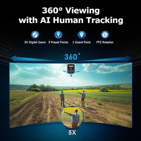 4G LTE Cellular Security Camera Wireless Outdoor مع بطاقة SIM و 64 جيجا بايت Micro SD ، لا توجد كاميرا أمان شمسية WiFi مع وصول عن بُعد وتنبيهات الحركة وصفارات الإنذار وتتبع الإنسان التلقائي والتشغيل in Kuwait