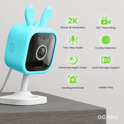 كاميرات Gearit Indoor للأمن المنزلي - كاميرا مع فيديو واضحة 2K HD ، رؤية ليلية 33 قدمًا ، صوتية 2 - كاميرا حيوان أليف داخلي للحركة والكشف عن الكلاب - من السهل تعيين كاميرا أمان داخلية واي فاي in Kuwait