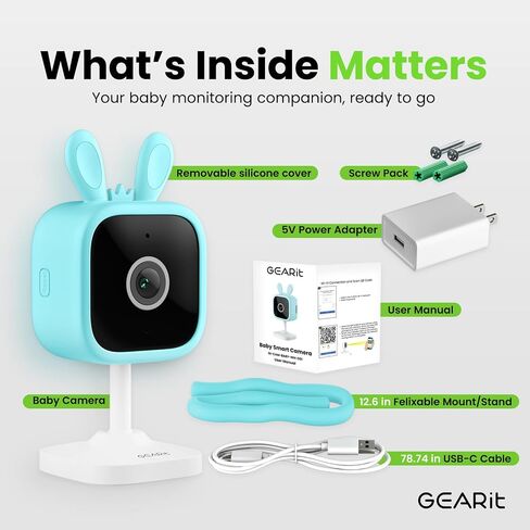 كاميرات Gearit Indoor للأمن المنزلي - كاميرا مع فيديو واضحة 2K HD ، رؤية ليلية 33 قدمًا ، صوتية 2 - كاميرا حيوان أليف داخلي للحركة والكشف عن الكلاب - من السهل تعيين كاميرا أمان داخلية واي فاي in Kuwait