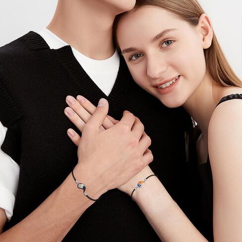 Yin Yang Matching Bracelet 925 Sterling Silver Mountains Sea Couples Bracelet Yin and Yang Couples Friendship BFF Bracelet Jewelry for Women Men in Saudi Arabia