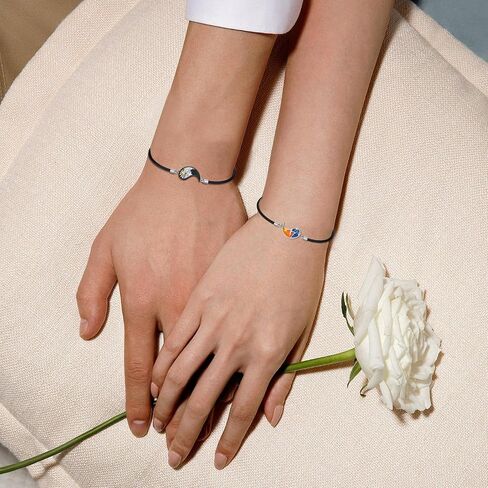 Yin Yang Matching Bracelet 925 Sterling Silver Mountains Sea Couples Bracelet Yin and Yang Couples Friendship BFF Bracelet Jewelry for Women Men in Saudi Arabia