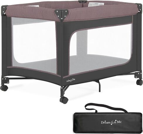 EZGo Portable Playard in Pink & Black, Compact Easy to Fold and Travel Baby Playard, Breathable Mesh Sides, Carry Bag Included in Kuwait