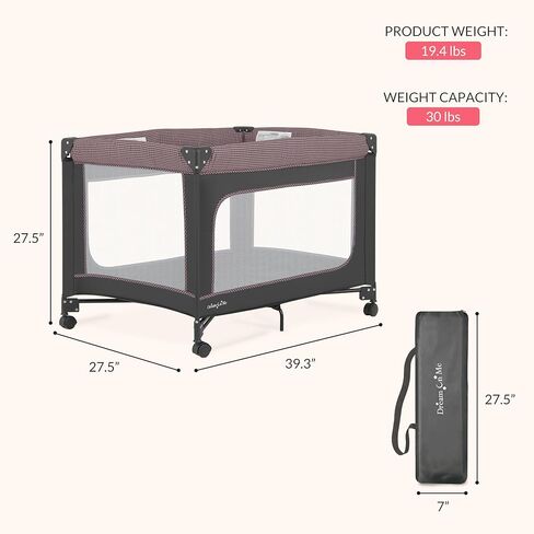 EZGo Portable Playard in Pink & Black, Compact Easy to Fold and Travel Baby Playard, Breathable Mesh Sides, Carry Bag Included in Kuwait