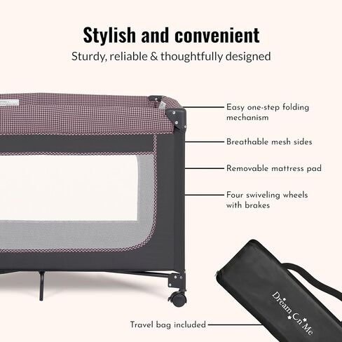 EZGo Portable Playard in Pink & Black, Compact Easy to Fold and Travel Baby Playard, Breathable Mesh Sides, Carry Bag Included in Kuwait