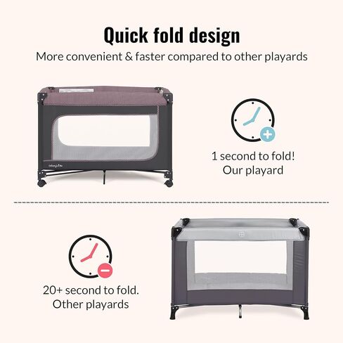 EZGo Portable Playard in Pink & Black, Compact Easy to Fold and Travel Baby Playard, Breathable Mesh Sides, Carry Bag Included in Kuwait