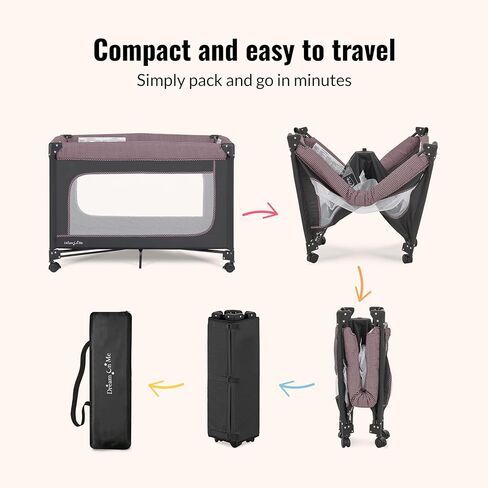 EZGo Portable Playard in Pink & Black, Compact Easy to Fold and Travel Baby Playard, Breathable Mesh Sides, Carry Bag Included in Kuwait