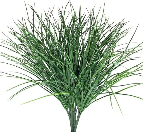 4pcs Artificial Fake Grass Plants Flowers Faux Plastic Wheat Grass Outdoor UV Resistant Greenery Shrubs Plant for Outdoor Planters Wedding Indoor Outside Hanging Home Garden Décor(4, Green) in Saudi Arabia