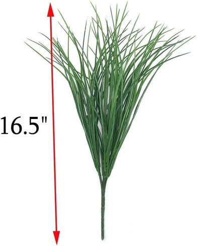 4pcs Artificial Fake Grass Plants Flowers Faux Plastic Wheat Grass Outdoor UV Resistant Greenery Shrubs Plant for Outdoor Planters Wedding Indoor Outside Hanging Home Garden Décor(4, Green) in Saudi Arabia
