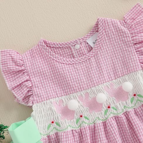 Smocked Baby Girl Clothes Infant Toddler Mama's Mini Cute Plaid Bow Bubble Romper Shirts Newbron Girl Summer Outfi in Kuwait