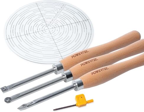 Powertec 3 PCS Carbide مخرطة أدوات مع 3 أجهزة كمبيوتر Tungsten Carbide Cutter إدراج مجموعة | رقبة بجعة مستقيمة ، وعنق جافة عميق للعمل العميق ، وأدوات مخرطة الخشب مع شفرة قابلة للاستبدال (71997) in Kuwait