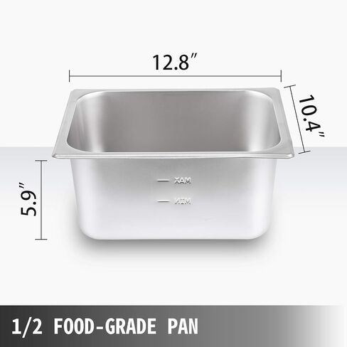 VEVOR 110V Bain Marie Food Warmer 6 Pan x 1/2 GN، طاولة بخار للأغذية التجارية من الفولاذ المقاوم للصدأ بدرجة الطعام، عمق 6 بوصات، سخان طعام كهربائي 1500 وات 66 كوارت مع درع زجاجي مقسى in Kuwait
