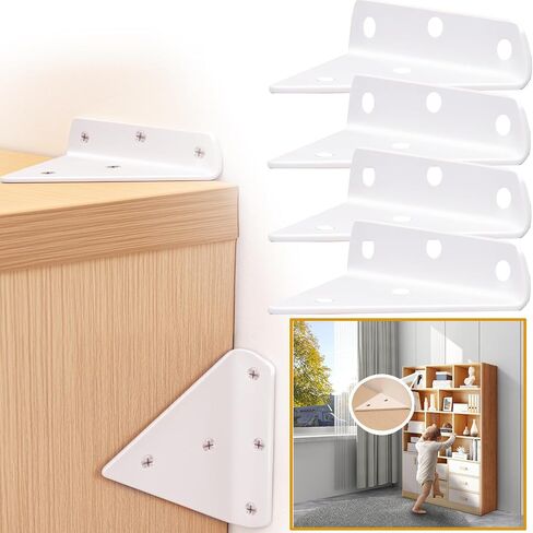 Metal Furniture Anchors for Baby Proofing,Anti Tip Furniture Wall Anchors for Cabinet Dresser Bookshelf for Baby Secure 800 lbs with Decorative Cover Beautiful Brown in Kuwait