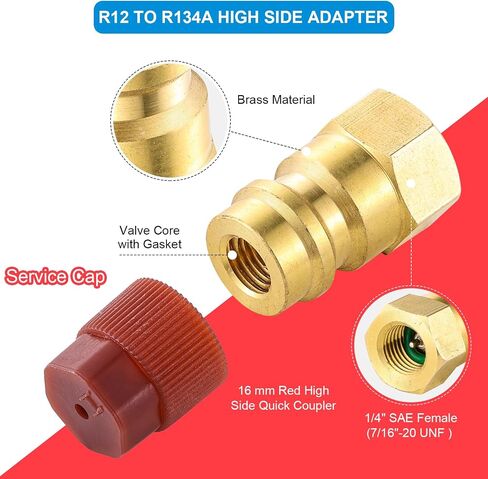 R12 to R134A AC Fitting Adapter Kit, High/Low AC Fitting Port Retrofit Conversion Adapter, R12 to R134a Conversion Kit for Auto A/C Refrigerant System in Kuwait