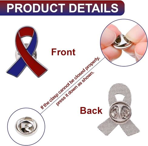 WANDIC 50 Pcs Burgundy&White Ribbon Brooches, 0.98 * 0.78in Alloy Head and Neck Cancer Awareness Pins Oral Cavity Ribbon Badges for Jewelry Making in Saudi Arabia