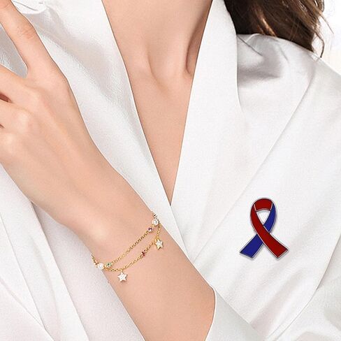 WANDIC 50 Pcs Burgundy&White Ribbon Brooches, 0.98 * 0.78in Alloy Head and Neck Cancer Awareness Pins Oral Cavity Ribbon Badges for Jewelry Making in Saudi Arabia