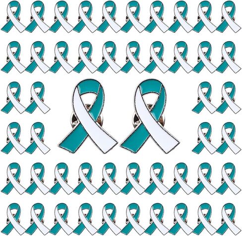 WANDIC 50 Pcs Burgundy&White Ribbon Brooches, 0.98 * 0.78in Alloy Head and Neck Cancer Awareness Pins Oral Cavity Ribbon Badges for Jewelry Making in Saudi Arabia