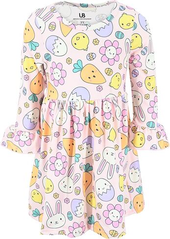 Unique Baby Girls Long Sleeve Ruffled Dresses for Toddlers and Kids in Kuwait