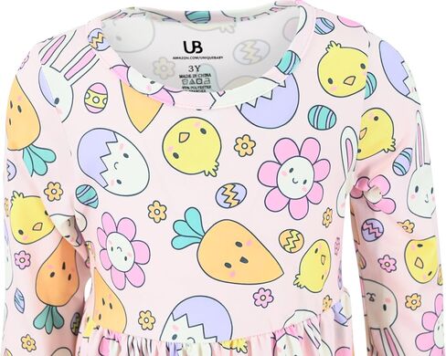 Unique Baby Girls Long Sleeve Ruffled Dresses for Toddlers and Kids in Kuwait