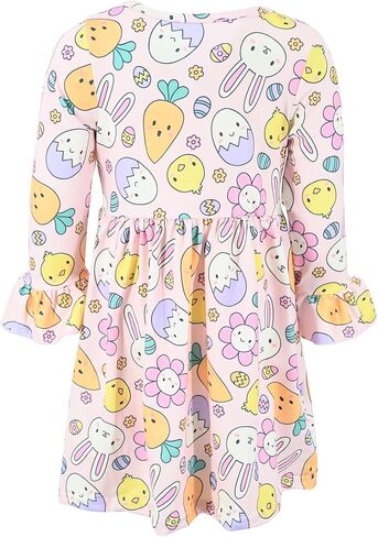 Unique Baby Girls Long Sleeve Ruffled Dresses for Toddlers and Kids in Kuwait