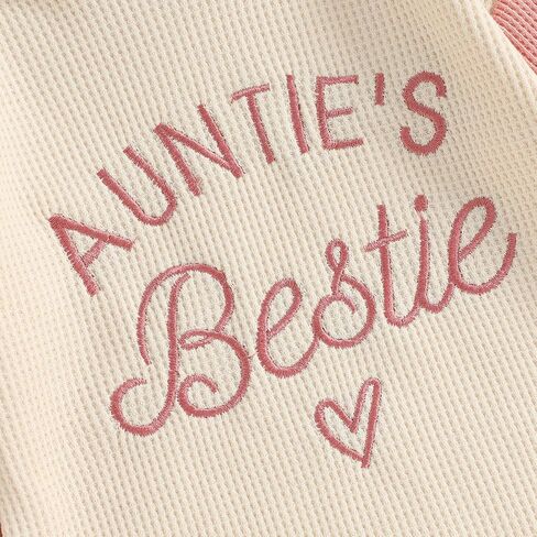 Baby Girl Valentine’s Day Outfits Letter Embroidery Long Sleeve Sweatshirt Romper Bubble Jumpsuit Waffle Outfits in Kuwait