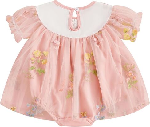 Baby Girl Fairy Romper Dress Fly Sleeveless Butterfly Wings Tutu Romper Dress Flower Embroider Summer Bodysuit in Kuwait