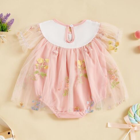 Baby Girl Fairy Romper Dress Fly Sleeveless Butterfly Wings Tutu Romper Dress Flower Embroider Summer Bodysuit in Kuwait