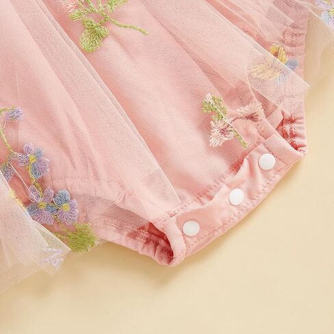 Baby Girl Fairy Romper Dress Fly Sleeveless Butterfly Wings Tutu Romper Dress Flower Embroider Summer Bodysuit in Kuwait