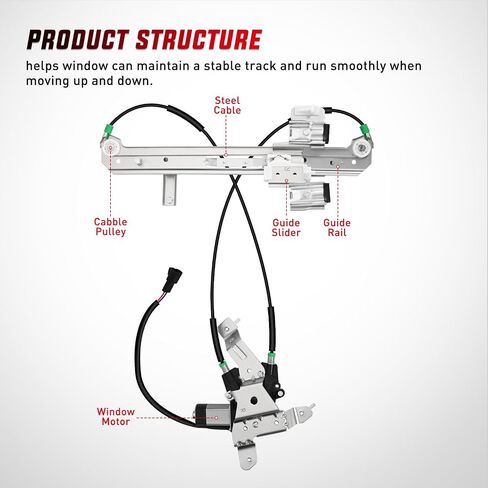 Nilight Power Window Regulator with Motor Rear Driver Side,Compatible with Cadillac Escalade/Chevy Tahoe/GMC Yukon 2002 2003 2004 2005 2006,Rear Left,748-228 in Saudi Arabia