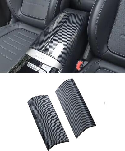 Car Armrest Cover for Mercedes-Benz C-Class W205 X253, ABS Carbon Fiber Pattern Center Console Armrest Box Cover Compatible with Mercedes-Benz W205 X253 in Saudi Arabia
