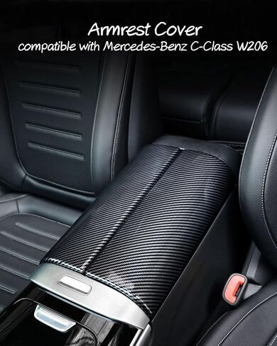 Car Armrest Cover for Mercedes-Benz C-Class W205 X253, ABS Carbon Fiber Pattern Center Console Armrest Box Cover Compatible with Mercedes-Benz W205 X253 in Saudi Arabia