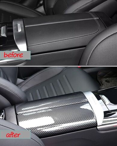Car Armrest Cover for Mercedes-Benz C-Class W205 X253, ABS Carbon Fiber Pattern Center Console Armrest Box Cover Compatible with Mercedes-Benz W205 X253 in Saudi Arabia