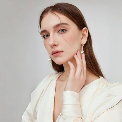 Infinity Pearl Drop Earrings 925 Sterling Silver Dangle Leverback Earrings with 7MM Pearl Jewelry for Women in Kuwait