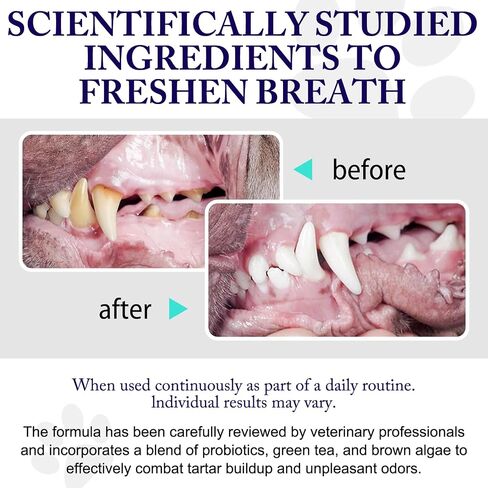 Dog Teeth Cleaning Powder - Dog Dental Powder - Dog Breath Freshener - Targets Tartar & Reduces Plaque & Bad Breath - Teeth Cleaning Made Easy Eliminate - Formulated for Small, Medium, Large Dogs in Saudi Arabia