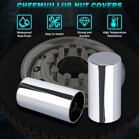 45 Pack Lug Nut Covers with Installation Tool Extra 5 Pcs Nut Covers as Replacement to Prevent Damage 33mm ABS Chrome Screw-on Nut Cover Caps for Semi Truck Trailer in Kuwait