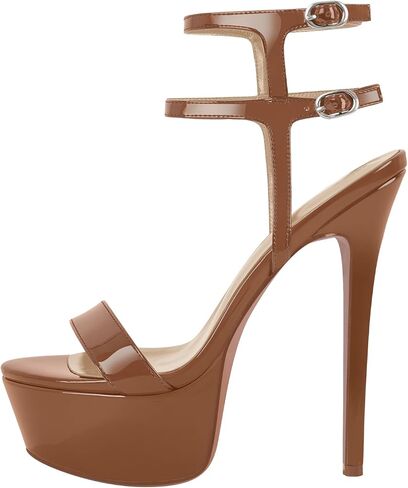 Women's Platform Stilettos Ankle Straps Buckles Round Toe Heels Sandals in Kuwait