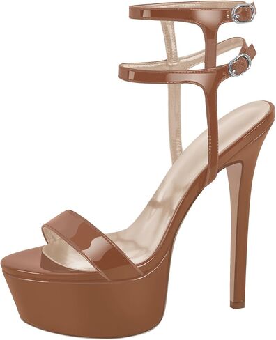Women's Platform Stilettos Ankle Straps Buckles Round Toe Heels Sandals in Kuwait