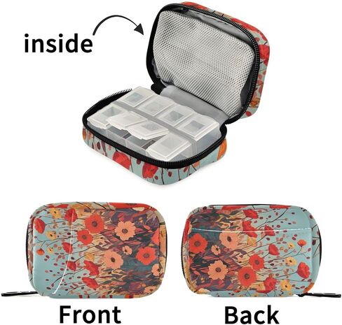 منظم حبوب الدواء الأسبوعي، علبة حبوب السفر للمحفظة، صندوق حبوب صغير، حامل فيتامينات محمول لمدة 7 أيام، منظم زجاجات حبوب الدواء اللطيف، بيزلي بوهو رمادي in Kuwait