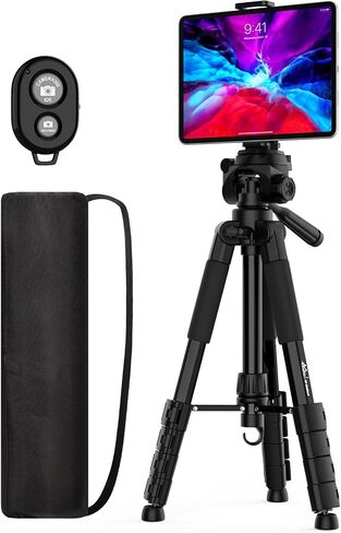 MoKo Camera Tripod for iPad - 70" Phone Tripod Stand with Travel Bag, Tripod for iPhone with Phone Holder, Wireless Remote, Travel Tripod for Camera DSLR SLR, Cell Phones, Tablets, Projector, Webcam in Saudi Arabia