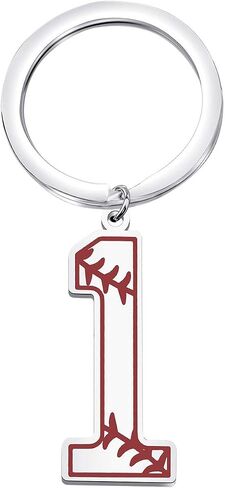 FAADBUK Baseball Initial Keychain Baseball Lucky Number Jewelry Baseball Jersey 0-9 Inspiration Pendant Keychain in Saudi Arabia