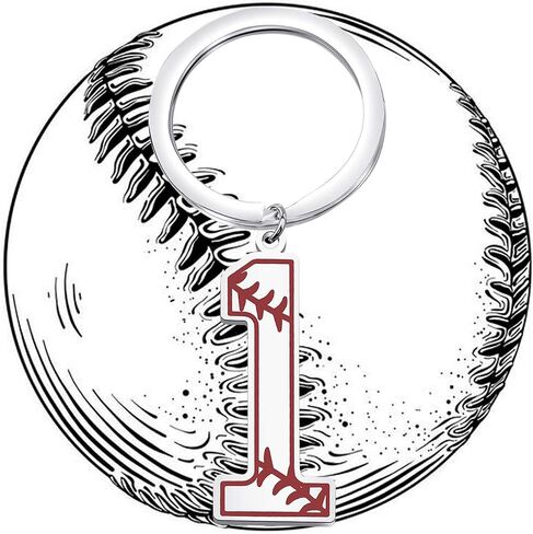 FAADBUK Baseball Initial Keychain Baseball Lucky Number Jewelry Baseball Jersey 0-9 Inspiration Pendant Keychain in Saudi Arabia