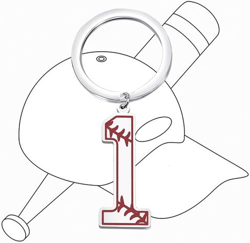 FAADBUK Baseball Initial Keychain Baseball Lucky Number Jewelry Baseball Jersey 0-9 Inspiration Pendant Keychain in Saudi Arabia