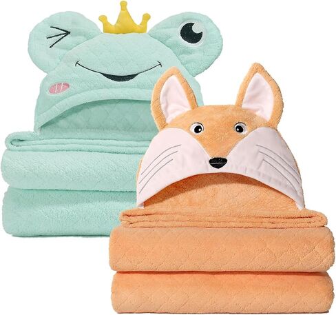 Baby Hooded Towels for Boys 0-5 Years,Ultra Thick Soft & Absorbent Towel for Toddler Boy, 50 x 32 Inches Large Size Coral Fleece with Animal Hood and Buttons, Brown Owl in Kuwait
