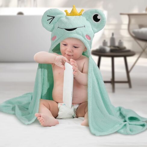 Baby Hooded Towels for Boys 0-5 Years,Ultra Thick Soft & Absorbent Towel for Toddler Boy, 50 x 32 Inches Large Size Coral Fleece with Animal Hood and Buttons, Brown Owl in Kuwait