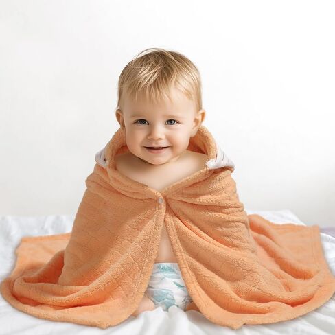 Baby Hooded Towels for Boys 0-5 Years,Ultra Thick Soft & Absorbent Towel for Toddler Boy, 50 x 32 Inches Large Size Coral Fleece with Animal Hood and Buttons, Brown Owl in Kuwait