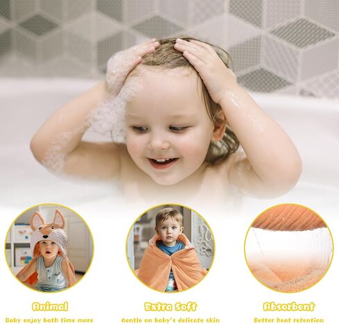 Baby Hooded Towels for Boys 0-5 Years,Ultra Thick Soft & Absorbent Towel for Toddler Boy, 50 x 32 Inches Large Size Coral Fleece with Animal Hood and Buttons, Brown Owl in Kuwait