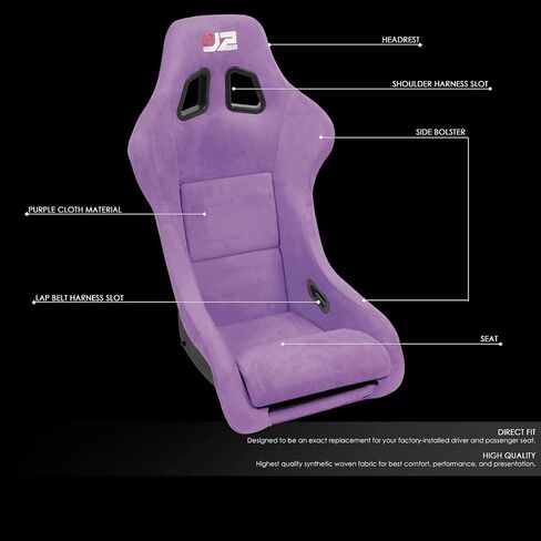 J2 Engineering J2-RS-005-LB Pair of Medium Sized Lake Blue Suede Style Fabric Injection-Molded Foam Universal Racing Seat With Adjustable Glides Side Mount Adapters 34" H X 23" W X 23" D in Saudi Arabia