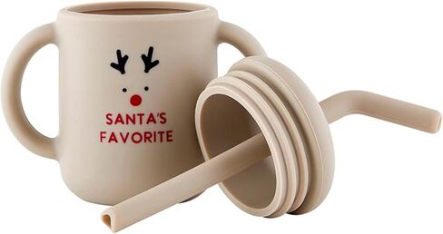 Stephan Baby 100 ٪ Cilicone Christmas Cup Cup Lid & Straw للأطفال الصغار ، 4 أوقية ، Merry Little Dude in Kuwait
